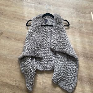 XS waterfall style faux fur gray vest